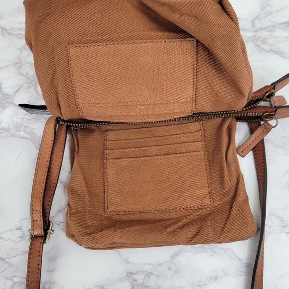 Leather Brown Embossed Floral Tooled Mini Crossbody Bag Purse - Picture 11 of 13